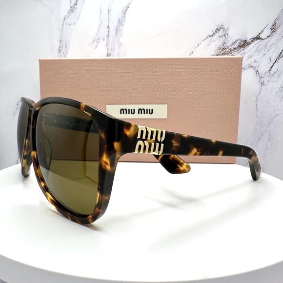 New MIU MIU Sunglasses Aviator Pilot Brown Honey Havana Tortoise main image 14